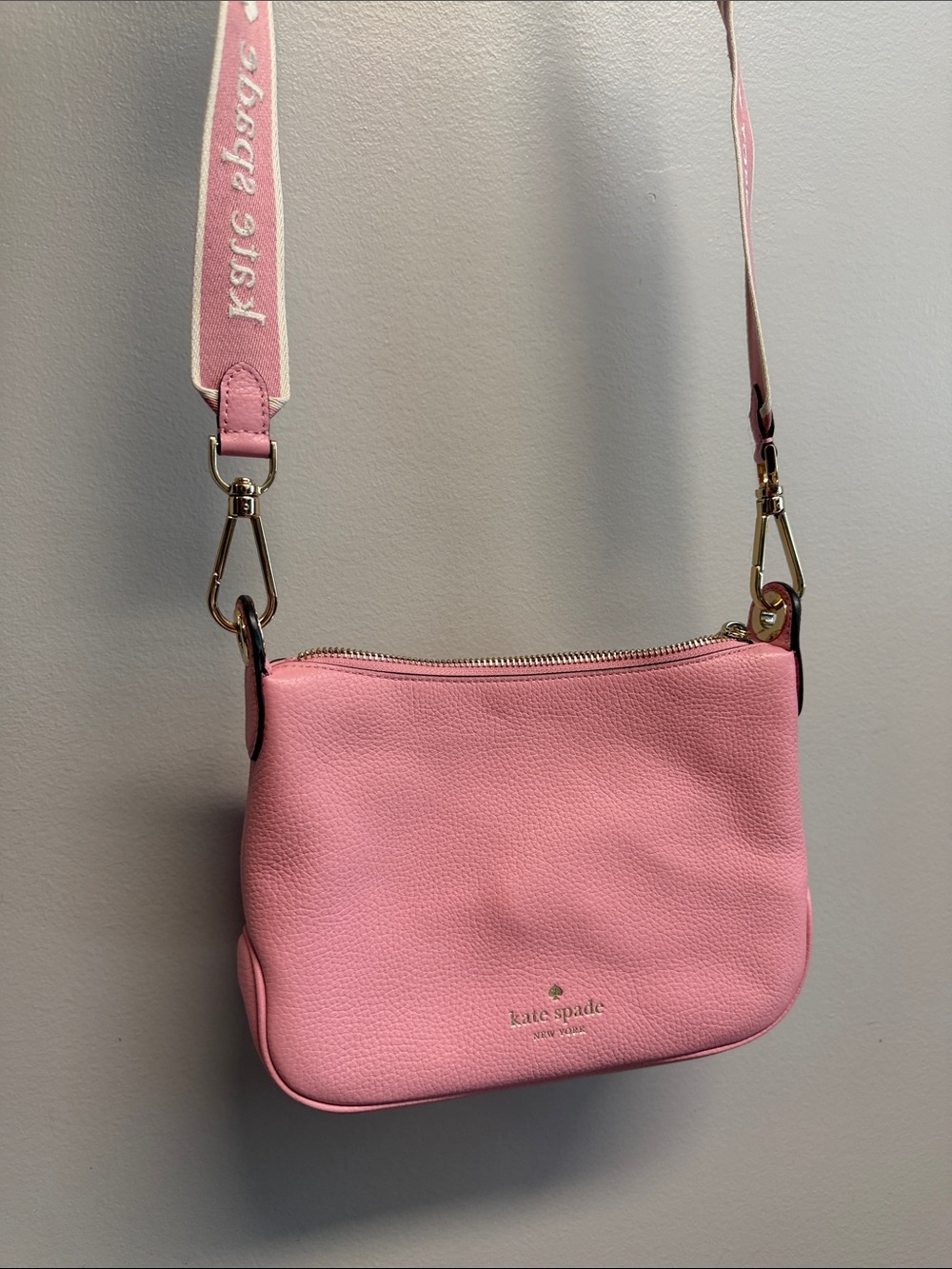 kate spade Pink Pebbled Leather Crossbody with Gold Hardware